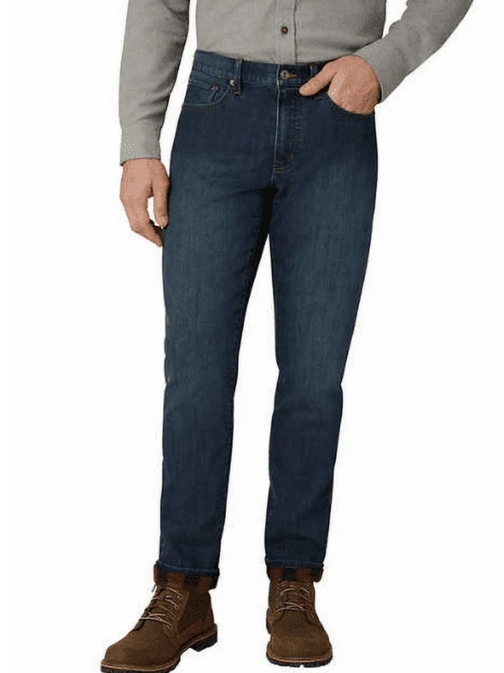 Eddie Bauer Straight Fit Flannel Lined Dark Wash Denim Jeans Men's 38x34